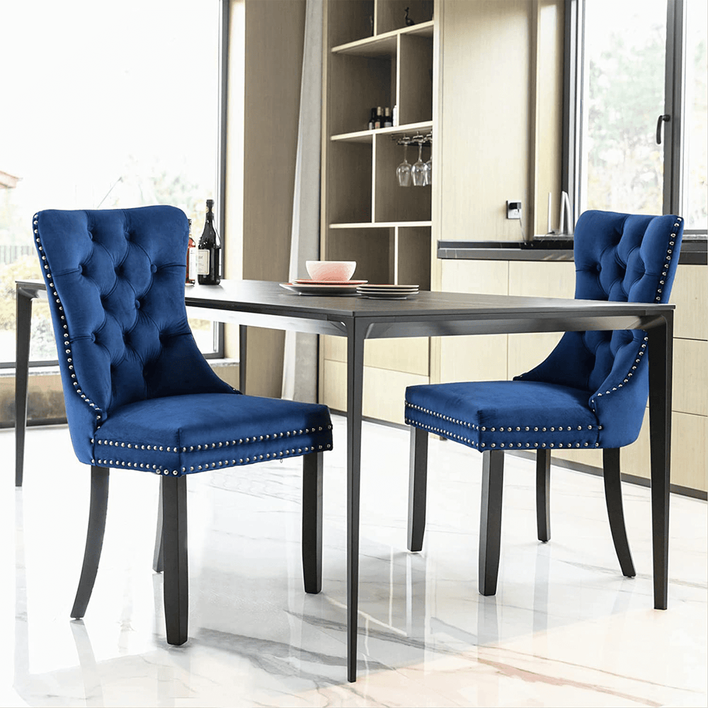 Tufted Dining Chair with Nailhead Trim (Set of 2) - From Where -