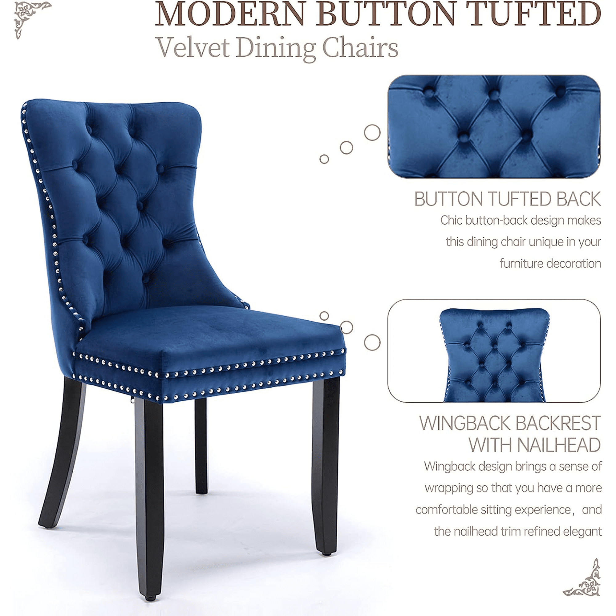 Tufted Dining Chair with Nailhead Trim (Set of 2) - From Where - 