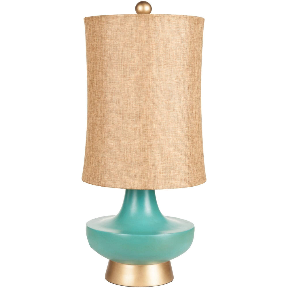 Turquoise Over Bronze Natural Shade Lamp - From Where - 