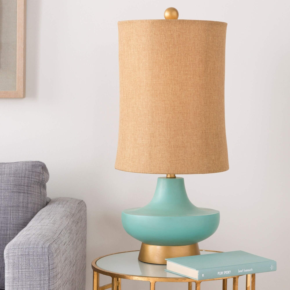 Turquoise Over Bronze Natural Shade Lamp - From Where - 