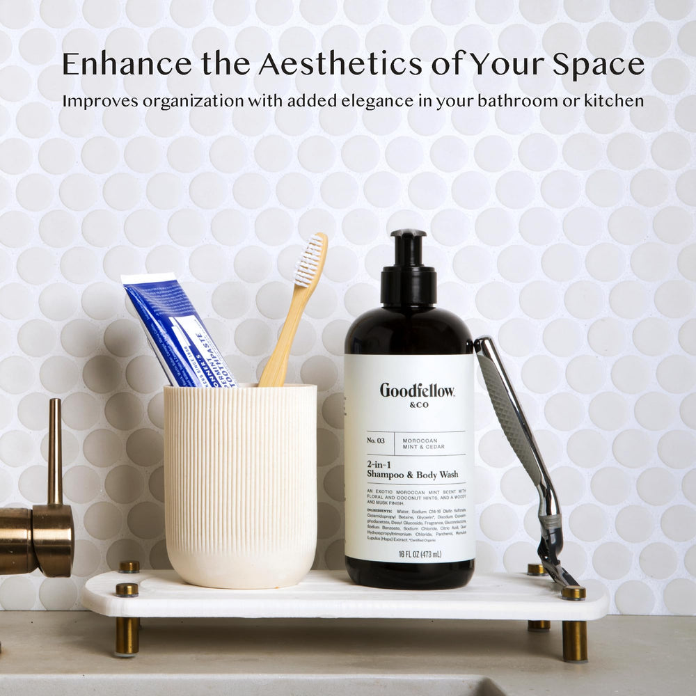 TWINKLE MOMENT 2PCS Instant Dry Sink Caddy Organizer, Fast Drying Sponge and Soap Dispenser Holder for Kitchen and Bathroom Countertop, Stainless Steel Feet, and Non Slip Bottom Pure White - From Where - 