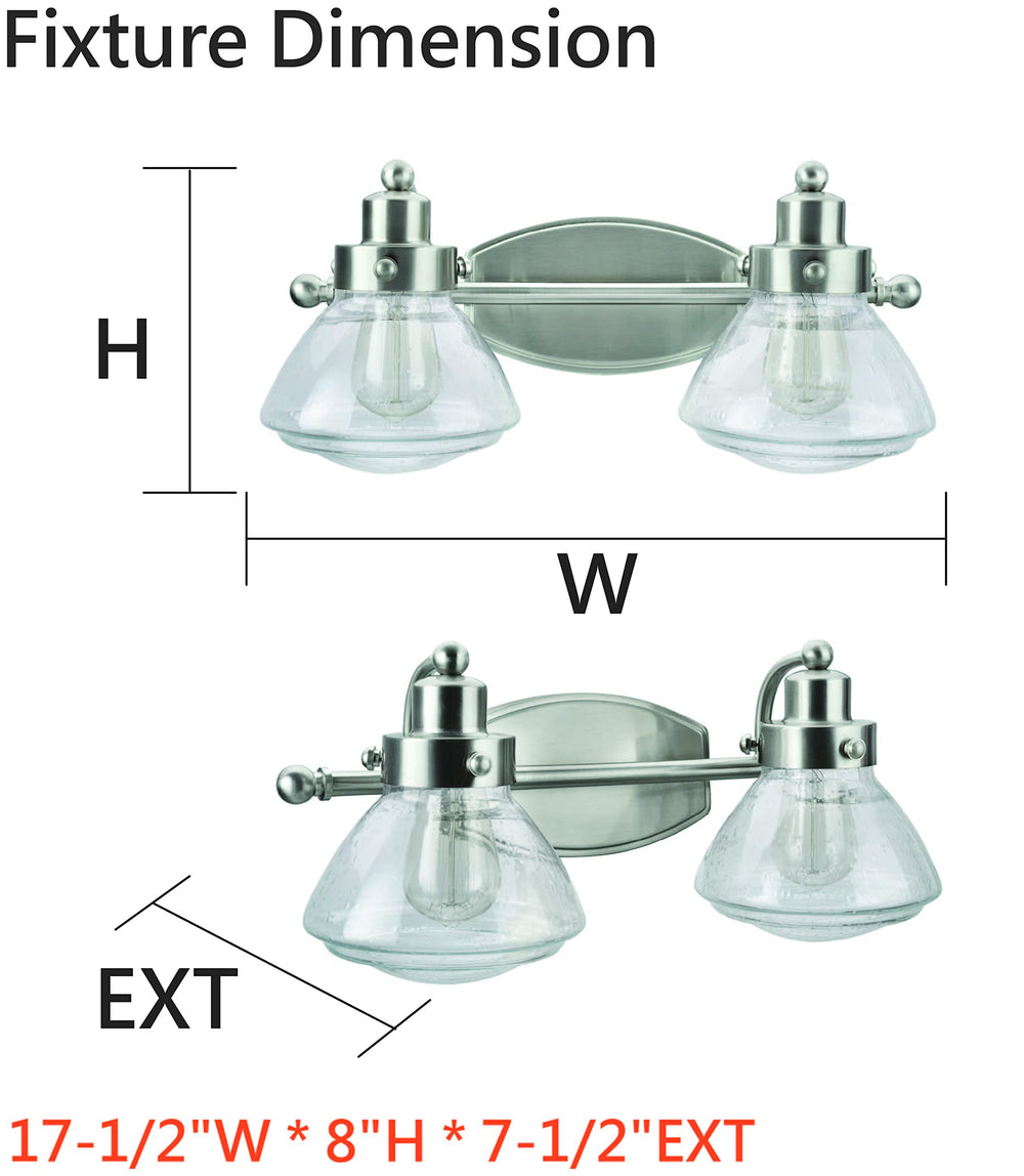 Two - Light Metal Bathroom Vanity Wall Light Fixture - From Where - 