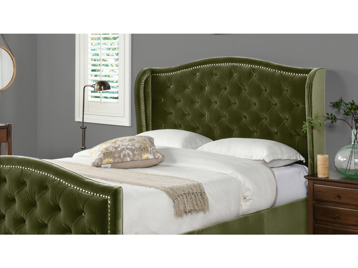 Upholstered Shelter Wingback Panel Bed - From Where - 