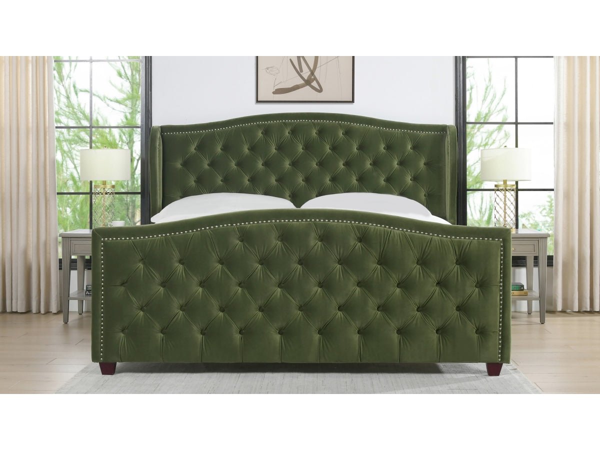 Upholstered Shelter Wingback Panel Bed - From Where - 