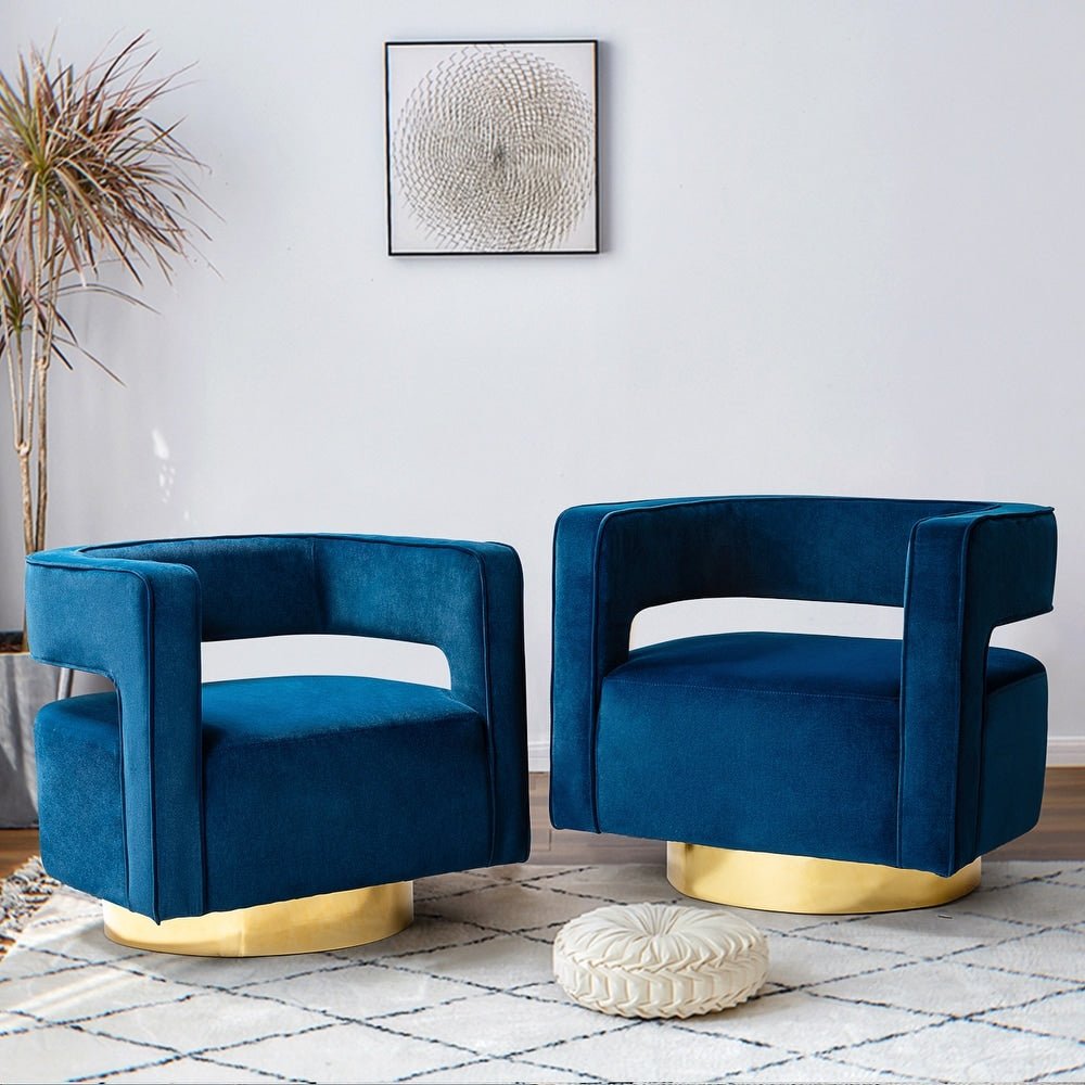 Upholstered Swivel Open - Back Barrel Chair Set of 2 - From Where - 