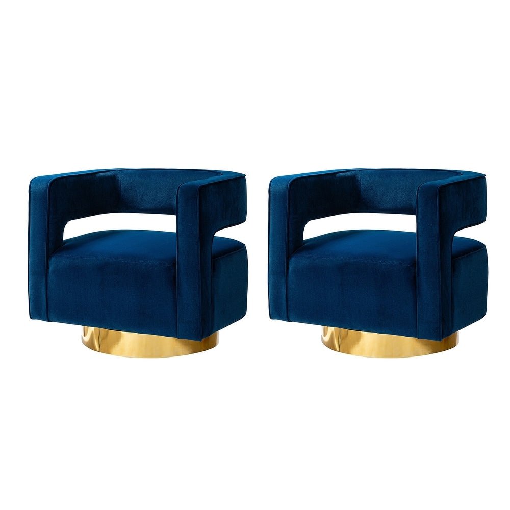 Upholstered Swivel Open - Back Barrel Chair Set of 2 - From Where - 