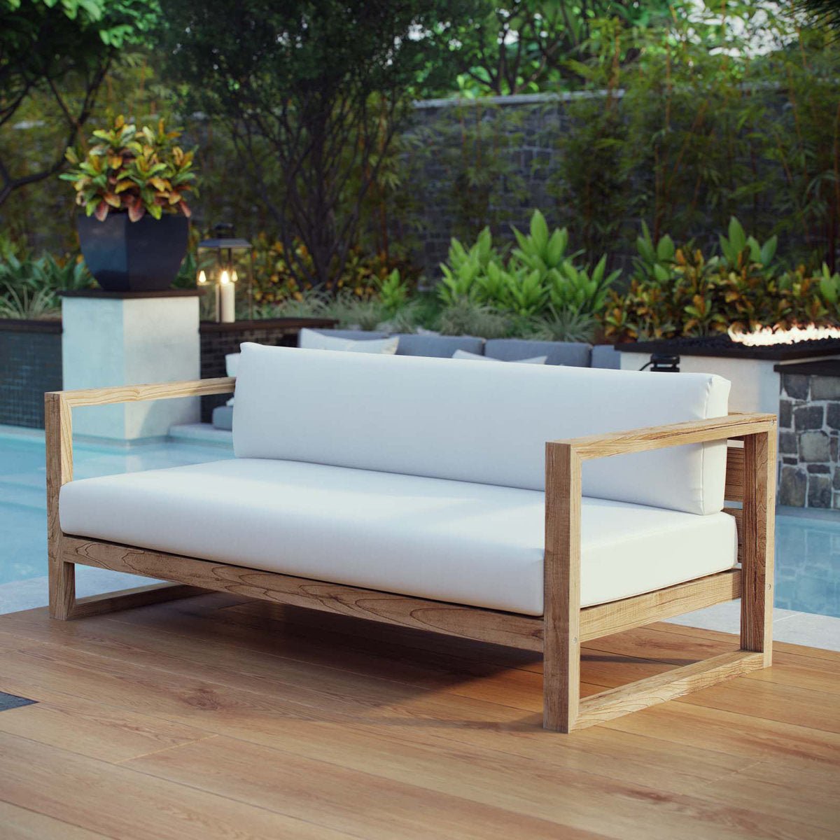 Upland Outdoor Patio Teak Sofa - From Where - 