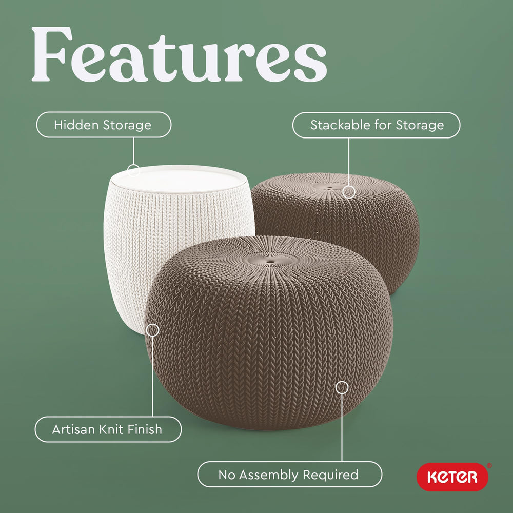 Urban Knit Pouf Ottoman (Set of 2) - From Where - 