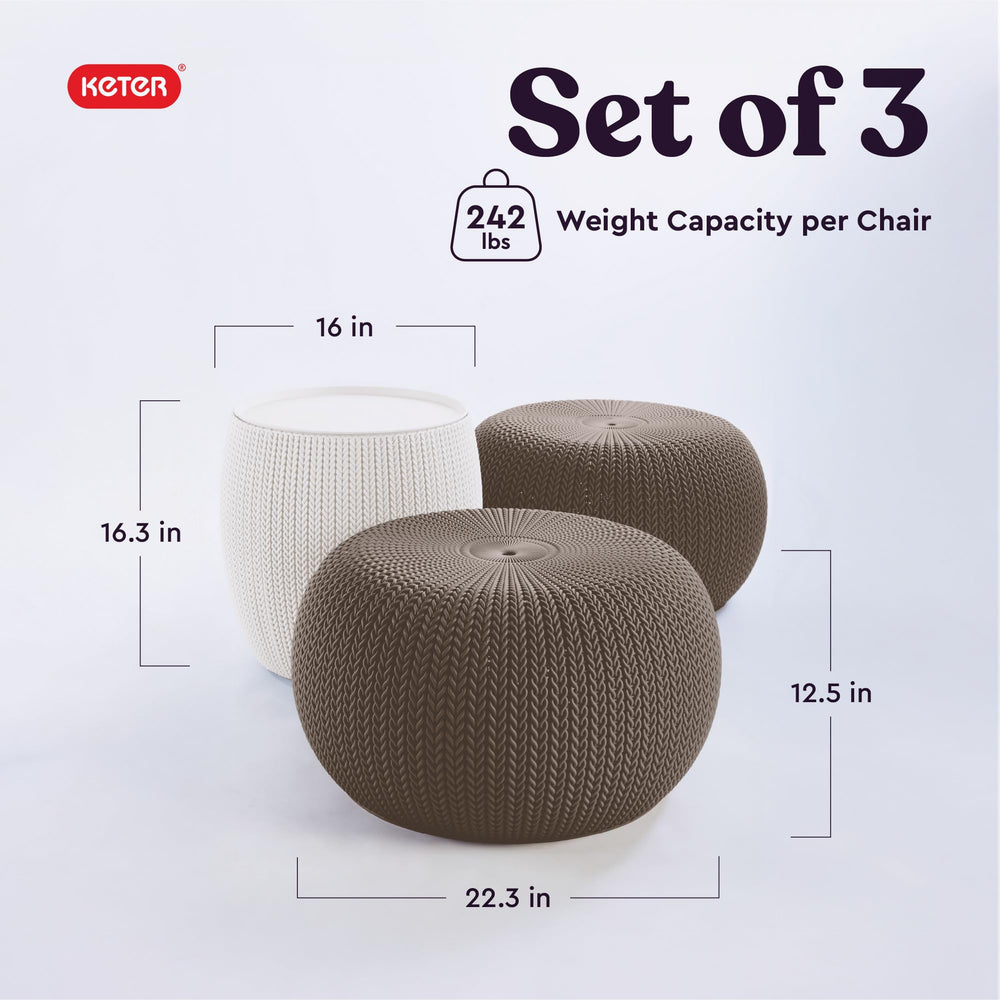 Urban Knit Pouf Ottoman (Set of 2) - From Where - 