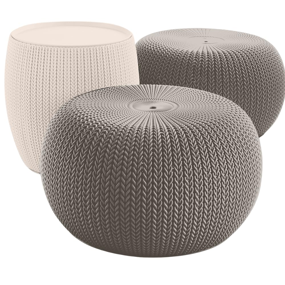 Urban Knit Pouf Ottoman (Set of 2) - From Where - 