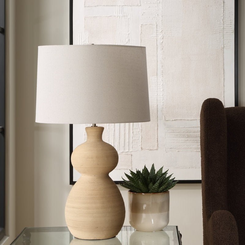 Urska Fired Clay Table Lamp - From Where - 