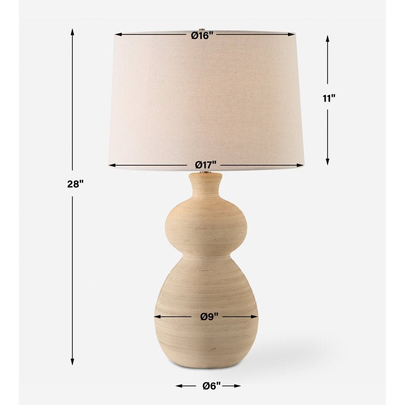 Urska Fired Clay Table Lamp - From Where - 