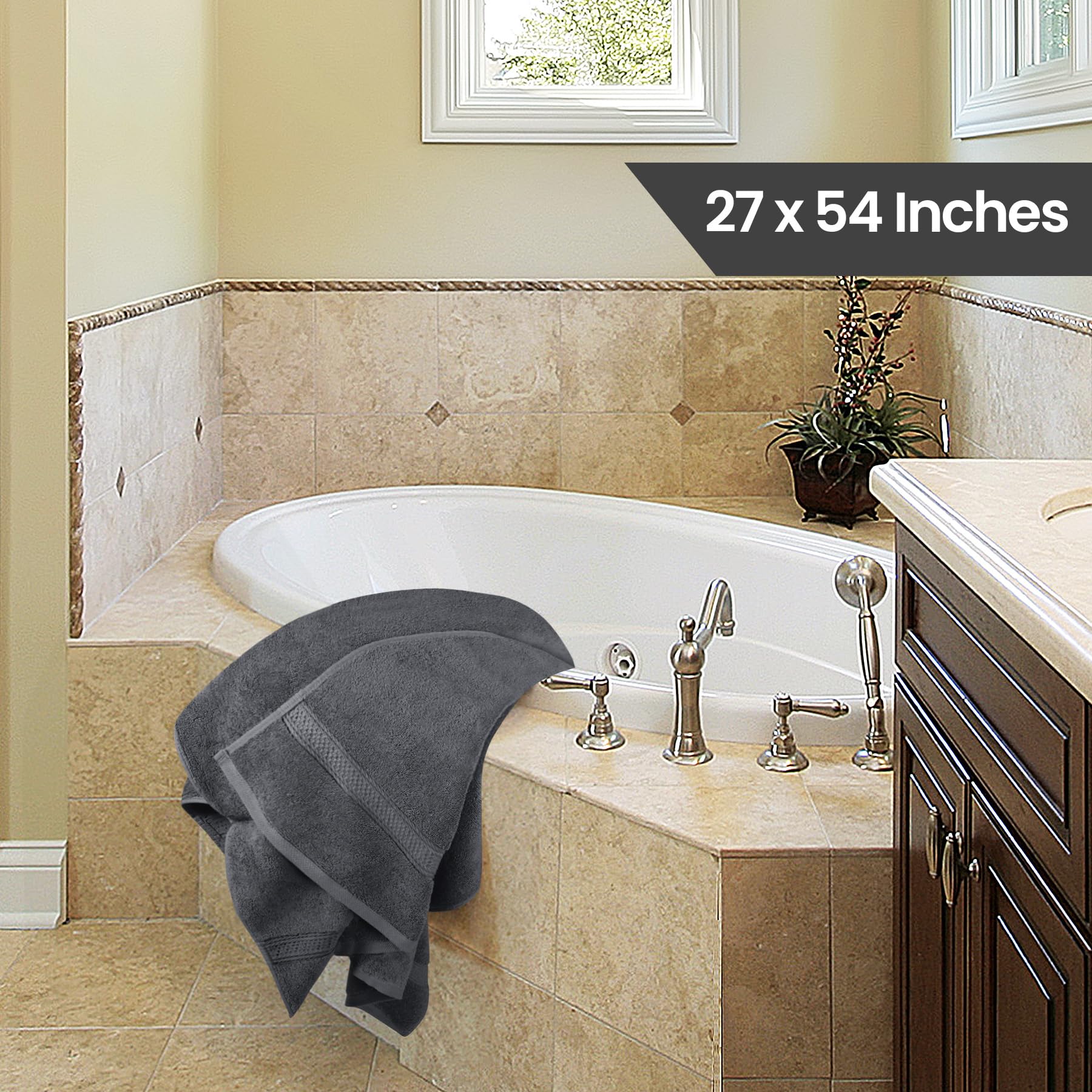 Utopia Towels 4 Pack Premium Bath Towels Set, 27 by 54 Inches, 100% Ring Spun Cotton 600GSM, Lightweight and Highly Absorbent Quick Drying Towels, Perfect for Daily Use, Grey - From Where - 