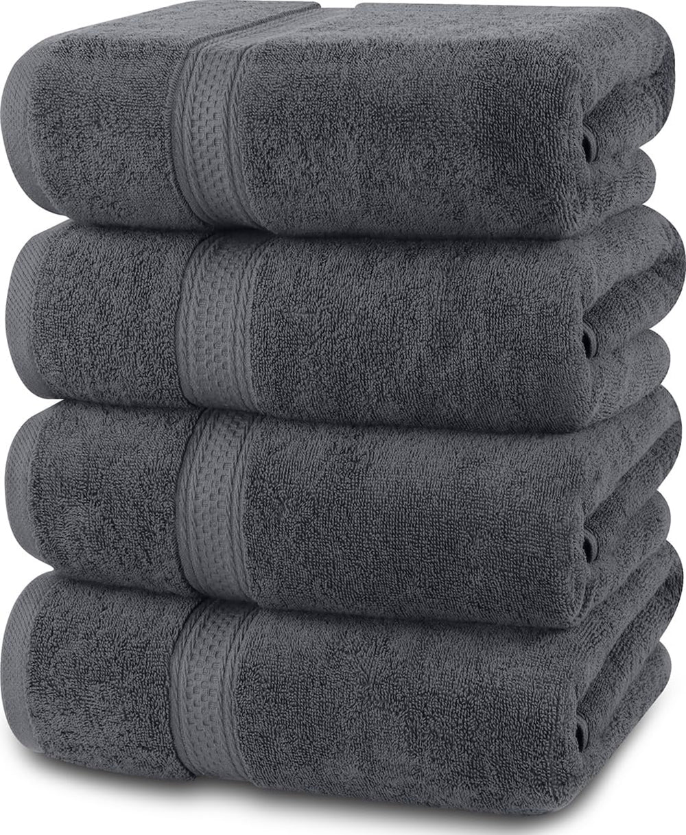 Utopia Towels 4 Pack Premium Bath Towels Set, 27 by 54 Inches, 100% Ring Spun Cotton 600GSM, Lightweight and Highly Absorbent Quick Drying Towels, Perfect for Daily Use, Grey - From Where - 