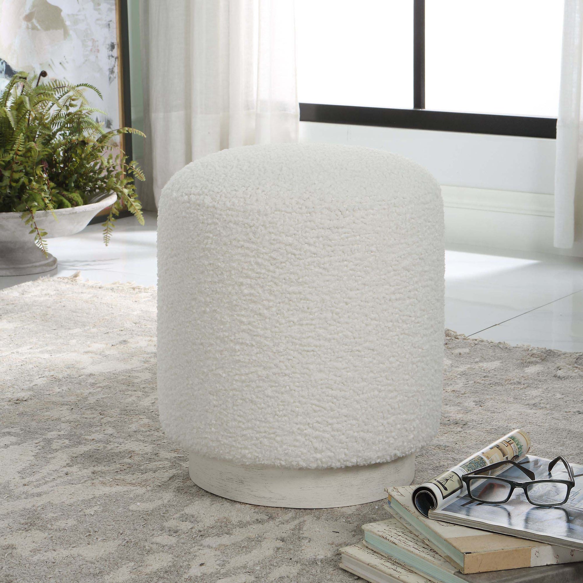 Uttermost Avila White Ottoman - From Where Finds - 