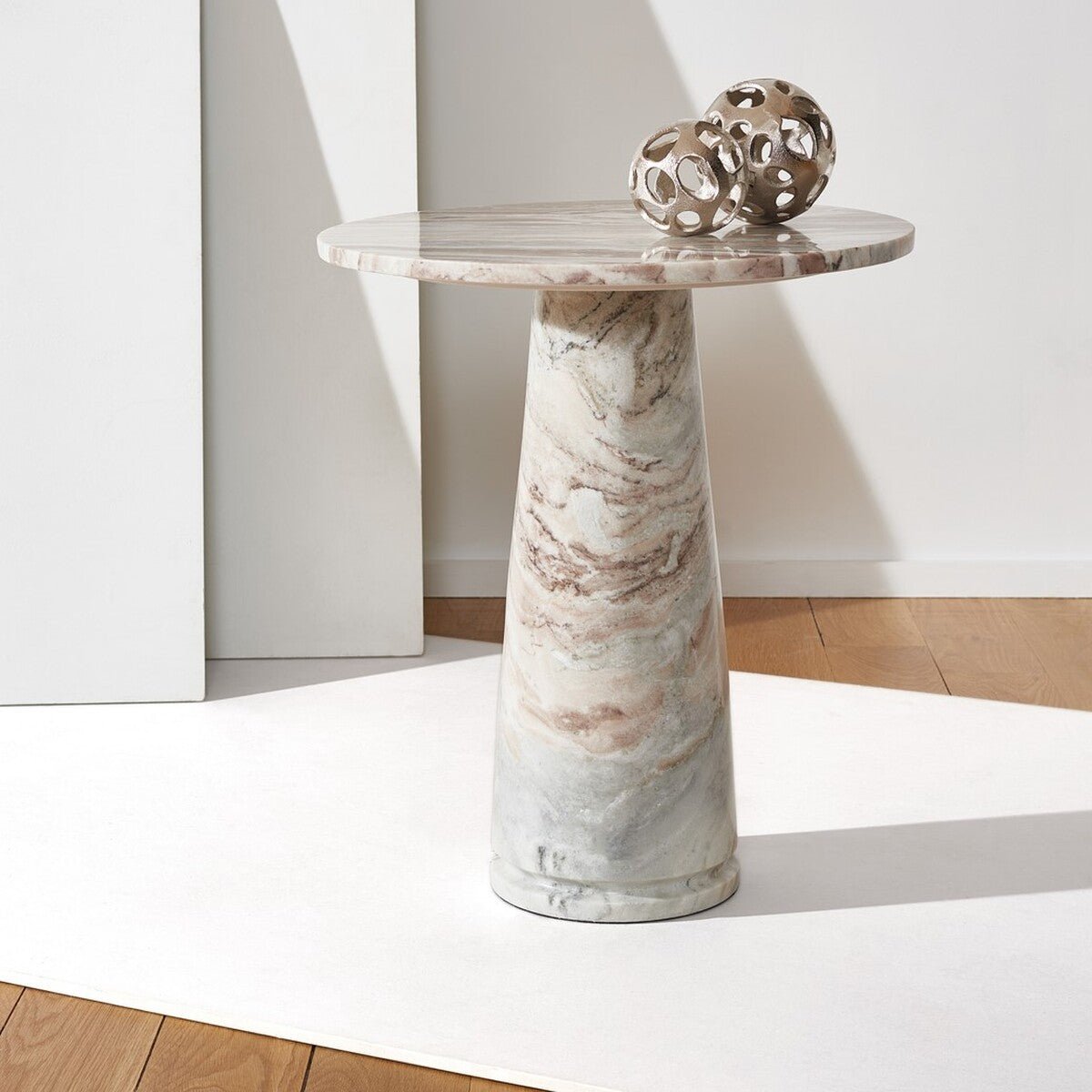 Valentia Tall Round Marble Accent Table - From Where Finds - 