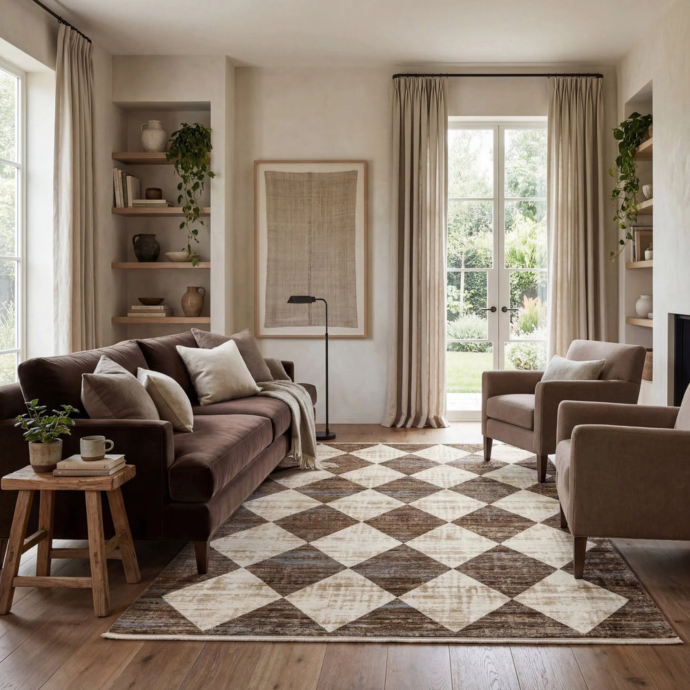 Vanni Checkered Fringed Rug - From Where Finds -