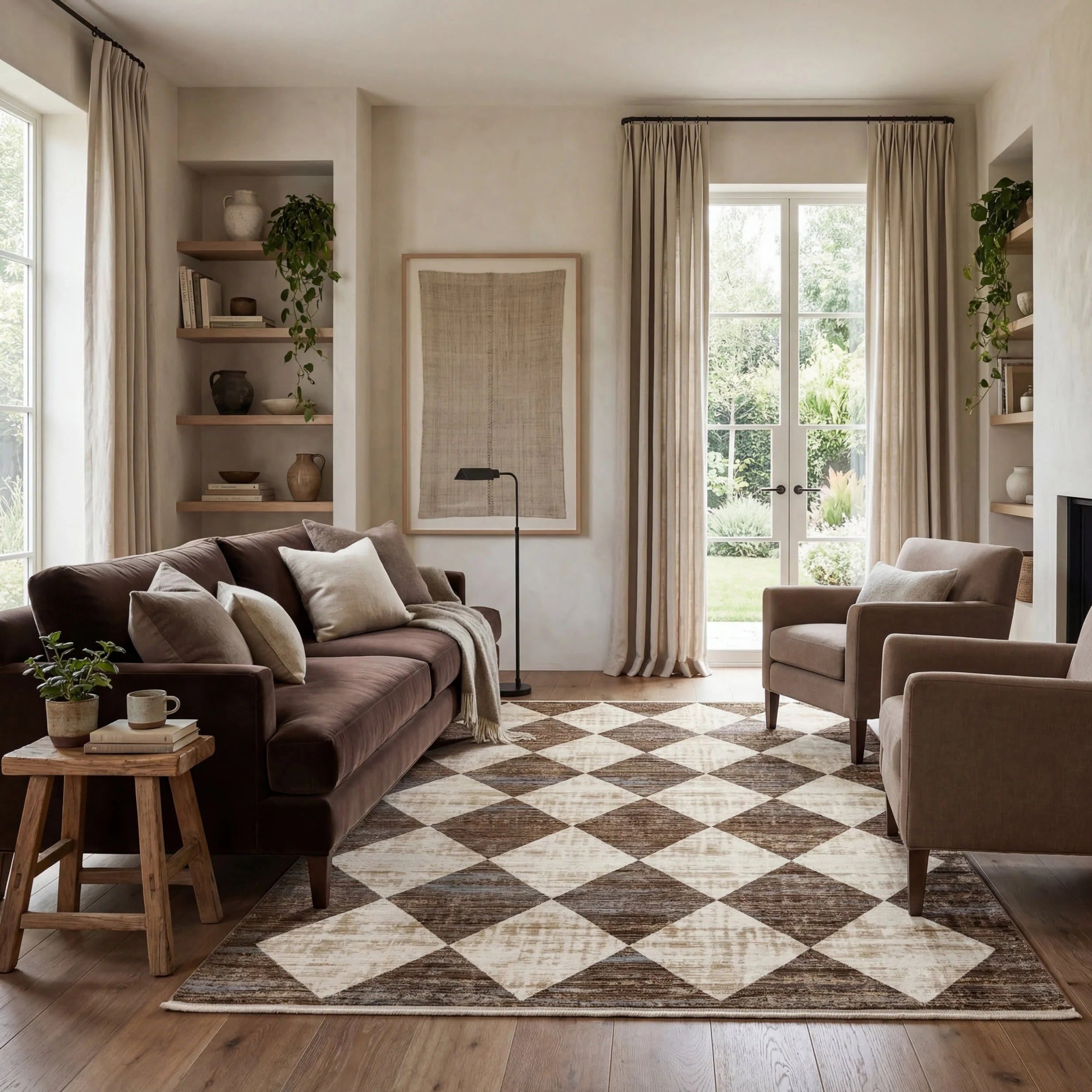 Vanni Checkered Fringed Rug - From Where Finds -