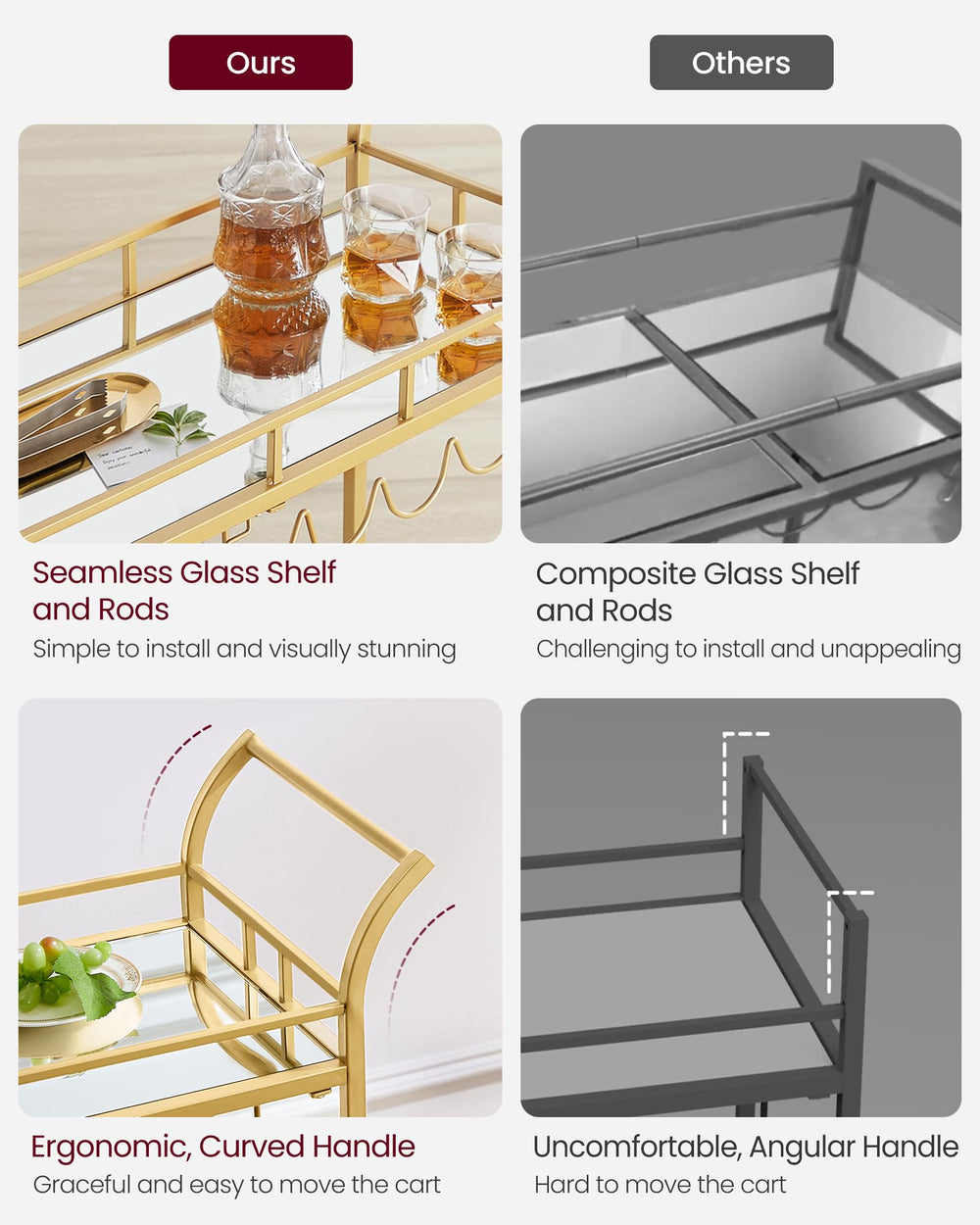 VASAGLE Gold Bar Serving Cart - From Where - 