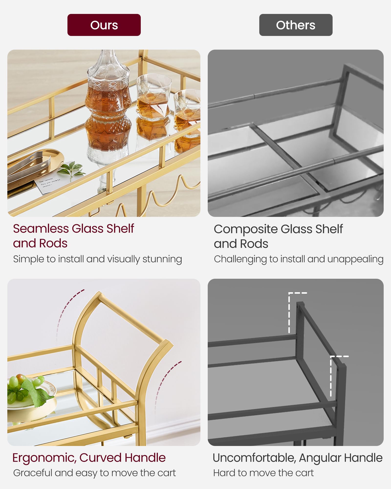 VASAGLE Gold Bar Serving Cart - From Where - 