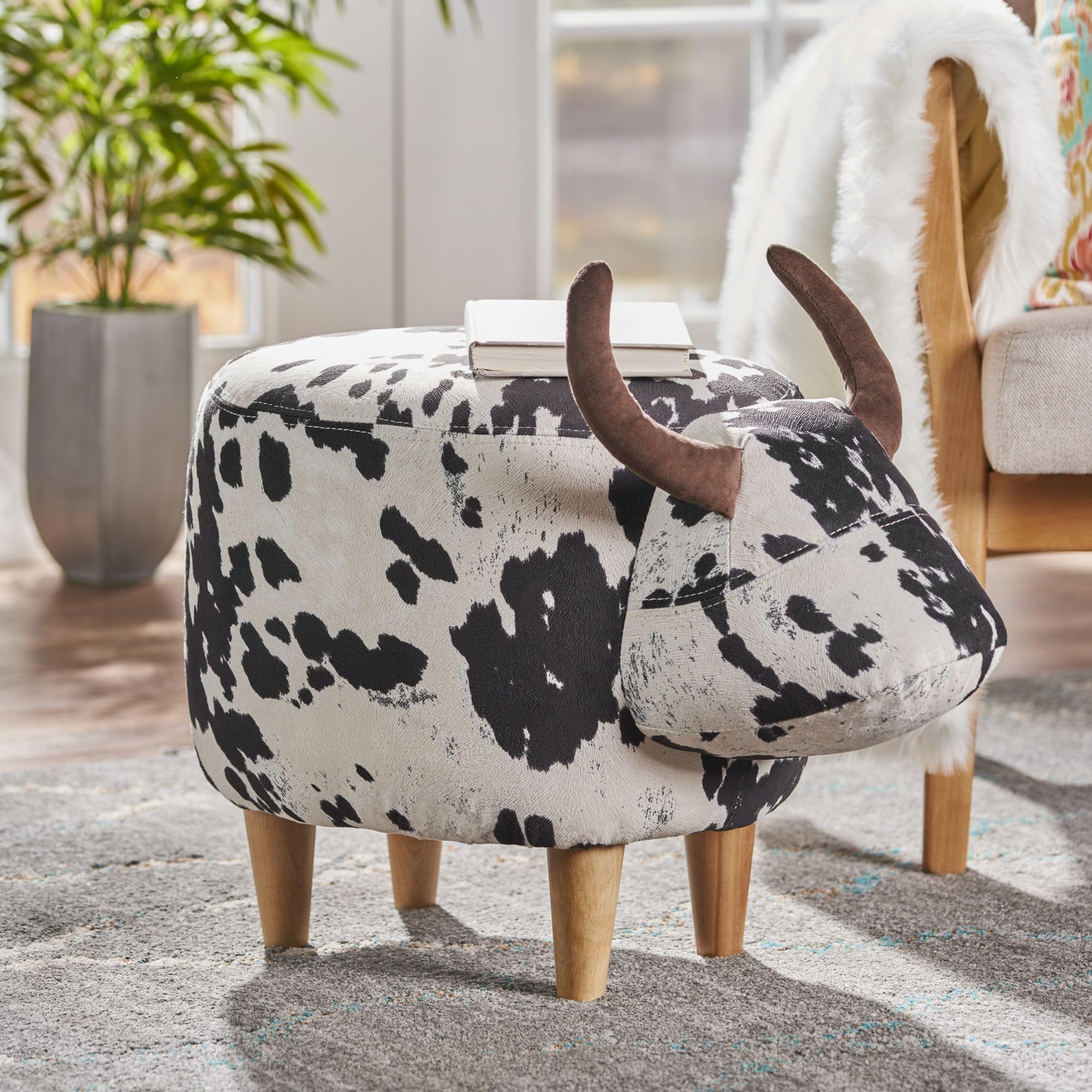 Velvet Cow - Shaped Ottoman - From Where - 