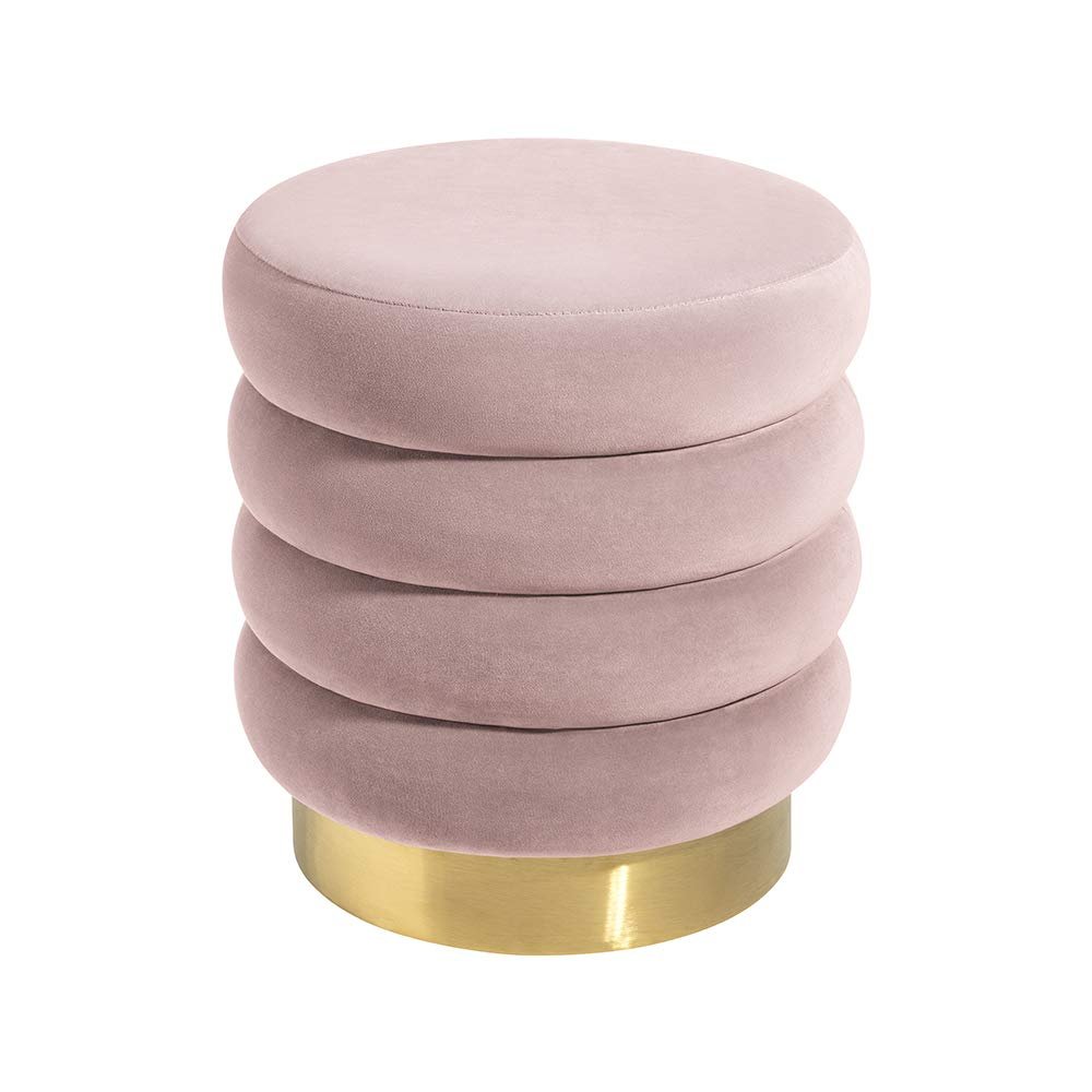 Velvet Ottoman with Gold Finish - From Where - 