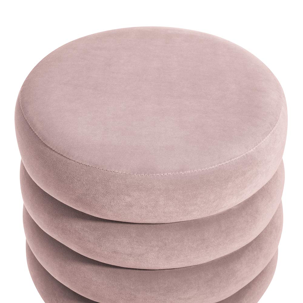 Velvet Ottoman with Gold Finish - From Where - 