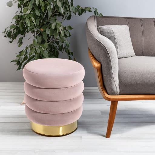 Velvet Ottoman with Gold Finish - From Where - 