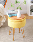 Velvet Ottoman with Storage Space - From Where - 
