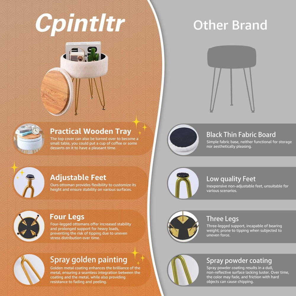 Velvet Ottoman with Storage Space - From Where - 