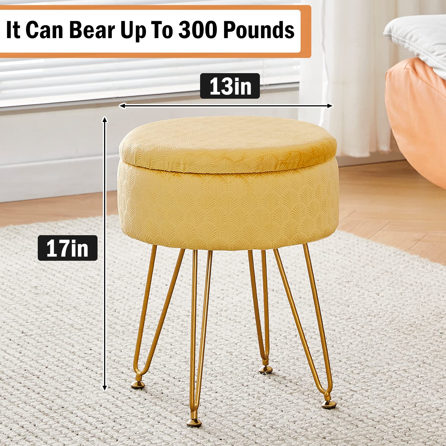 Velvet Ottoman with Storage Space - From Where - 