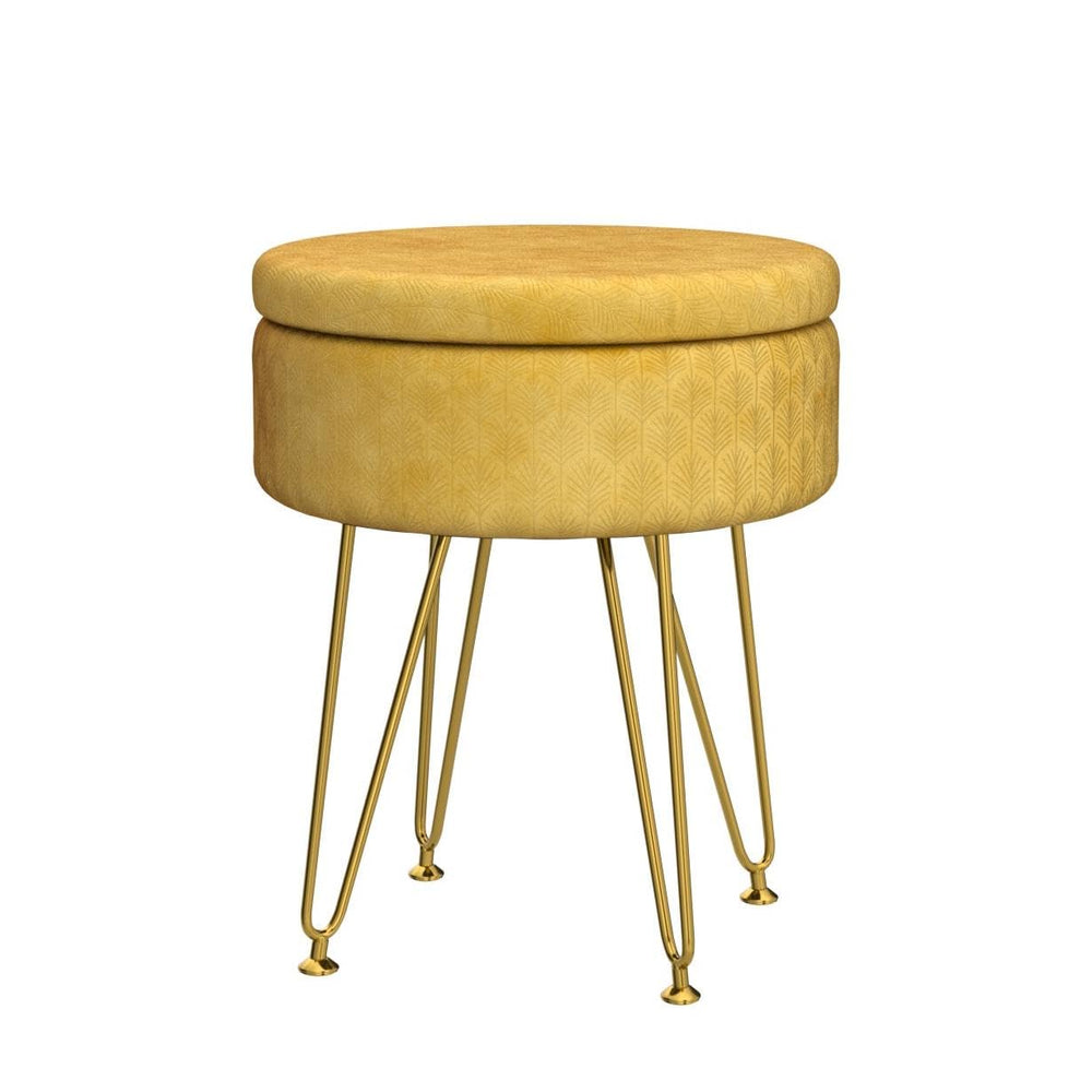 Velvet Ottoman with Storage Space - From Where - 