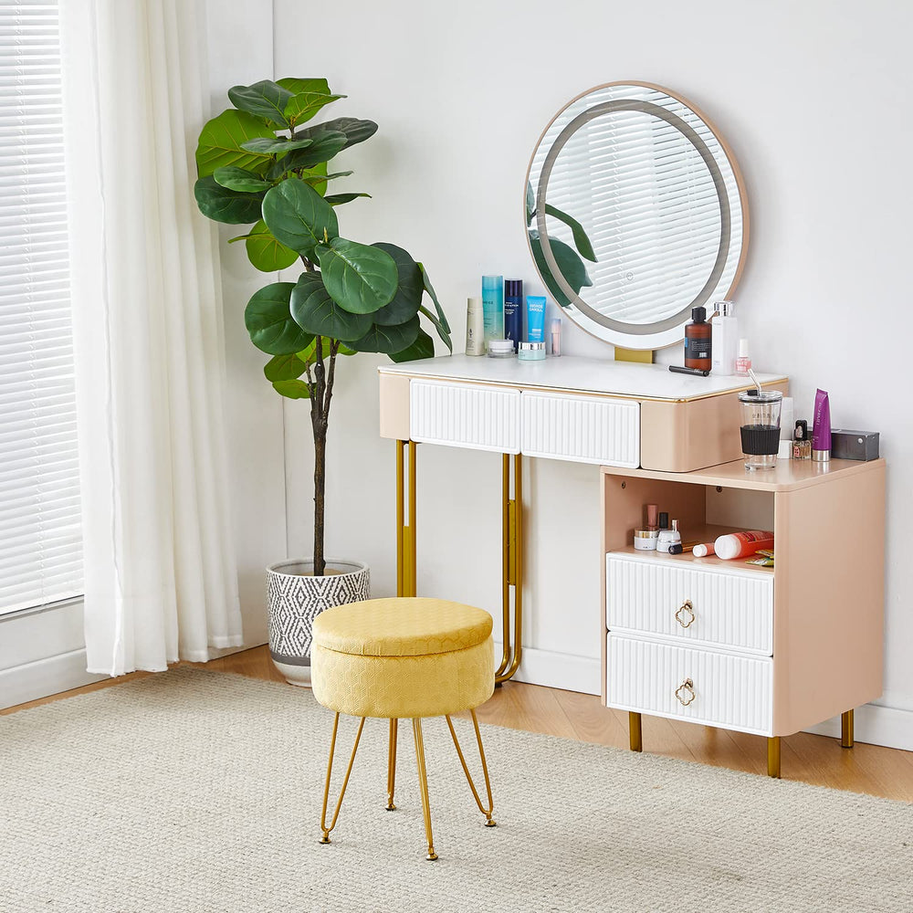 Velvet Ottoman with Storage Space - From Where - 