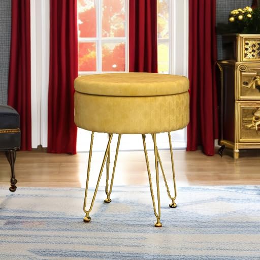 Velvet Ottoman with Storage Space - From Where - 