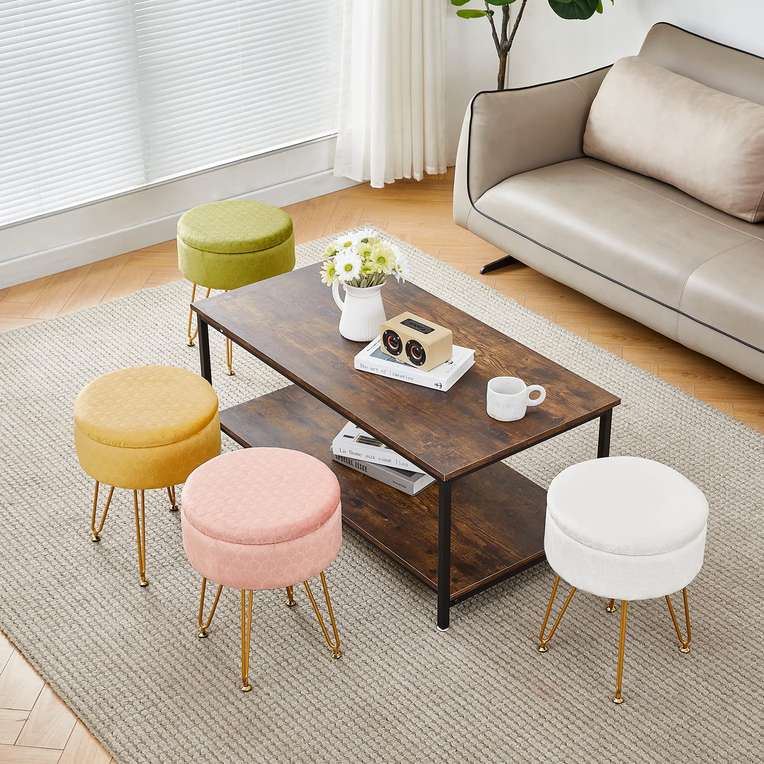 Velvet Ottoman with Storage Space - From Where - 