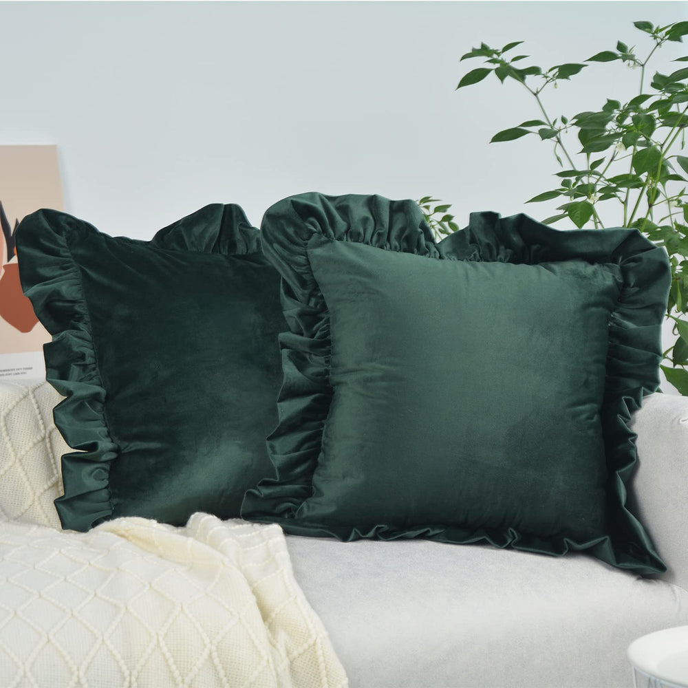 Velvet Ruffle Throw Pillow Covers (Set of 2) - From Where - 