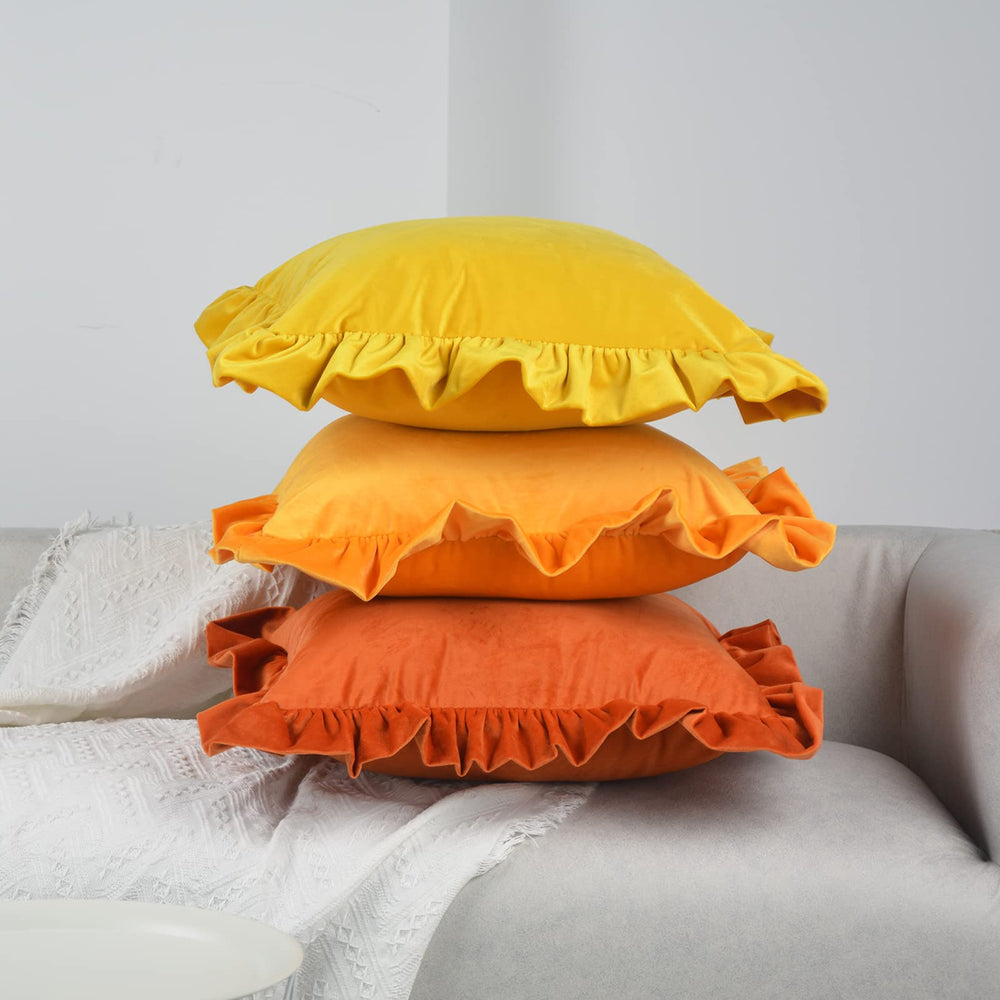 Velvet Ruffle Throw Pillow Covers (Set of 2) - From Where - 