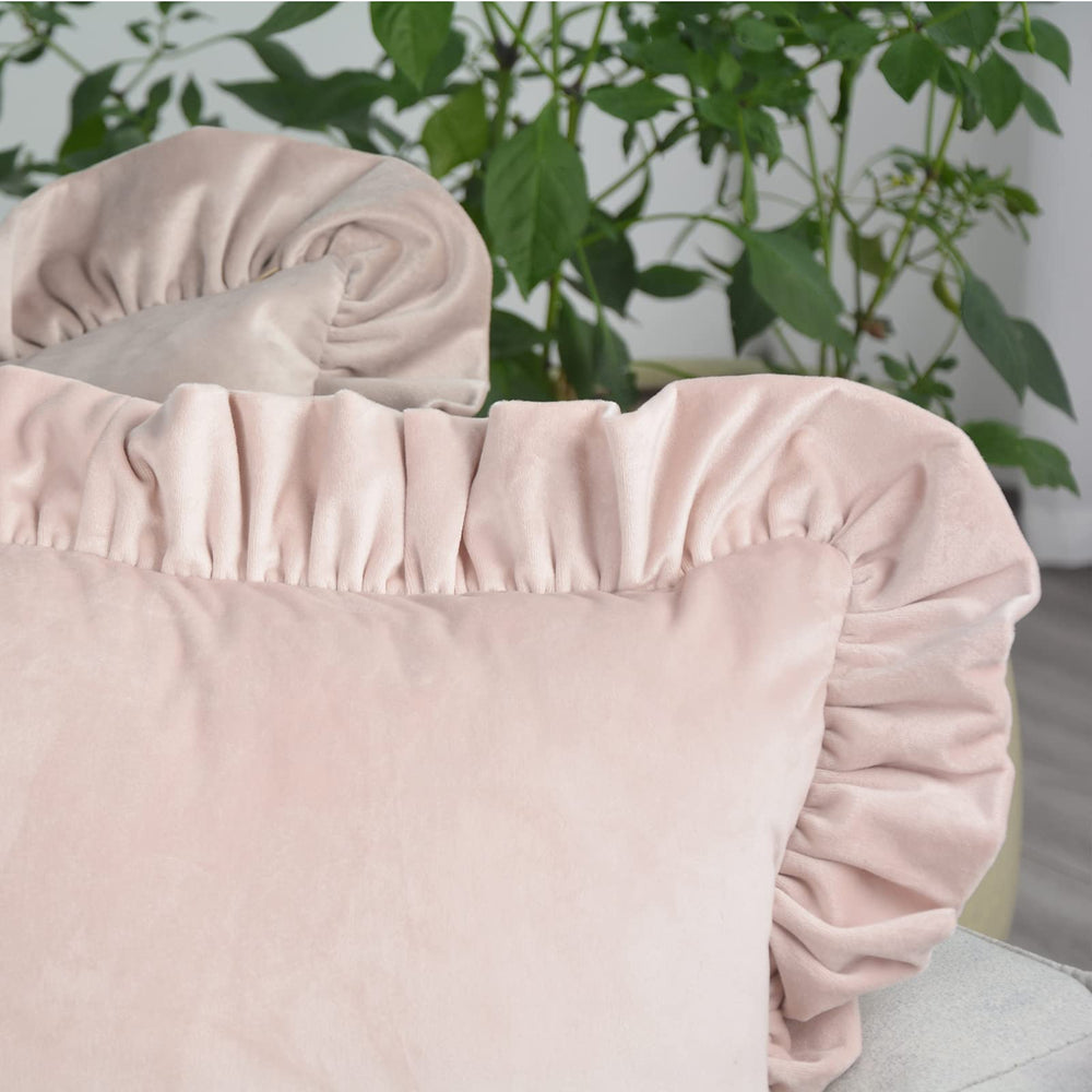 Velvet Ruffle Throw Pillow Covers (Set of 2) - From Where - 