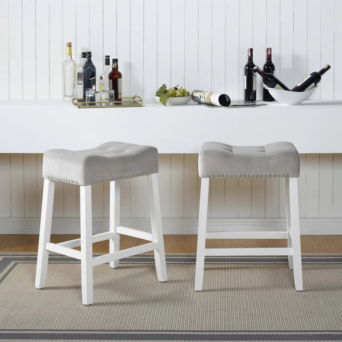 Velvet Saddle Counter Stools (Set of 2) - From Where - 