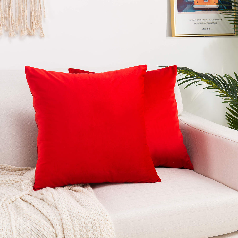Velvet Soft Solid Decorative Square Throw Pillow Covers - From Where - 