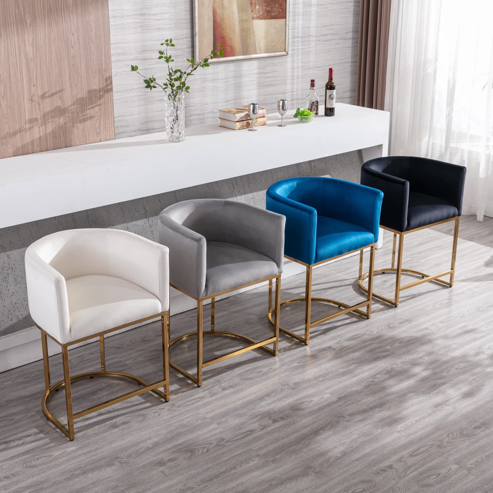Velvet Upholstered Bar Stools (Set of 4) - From Where - 