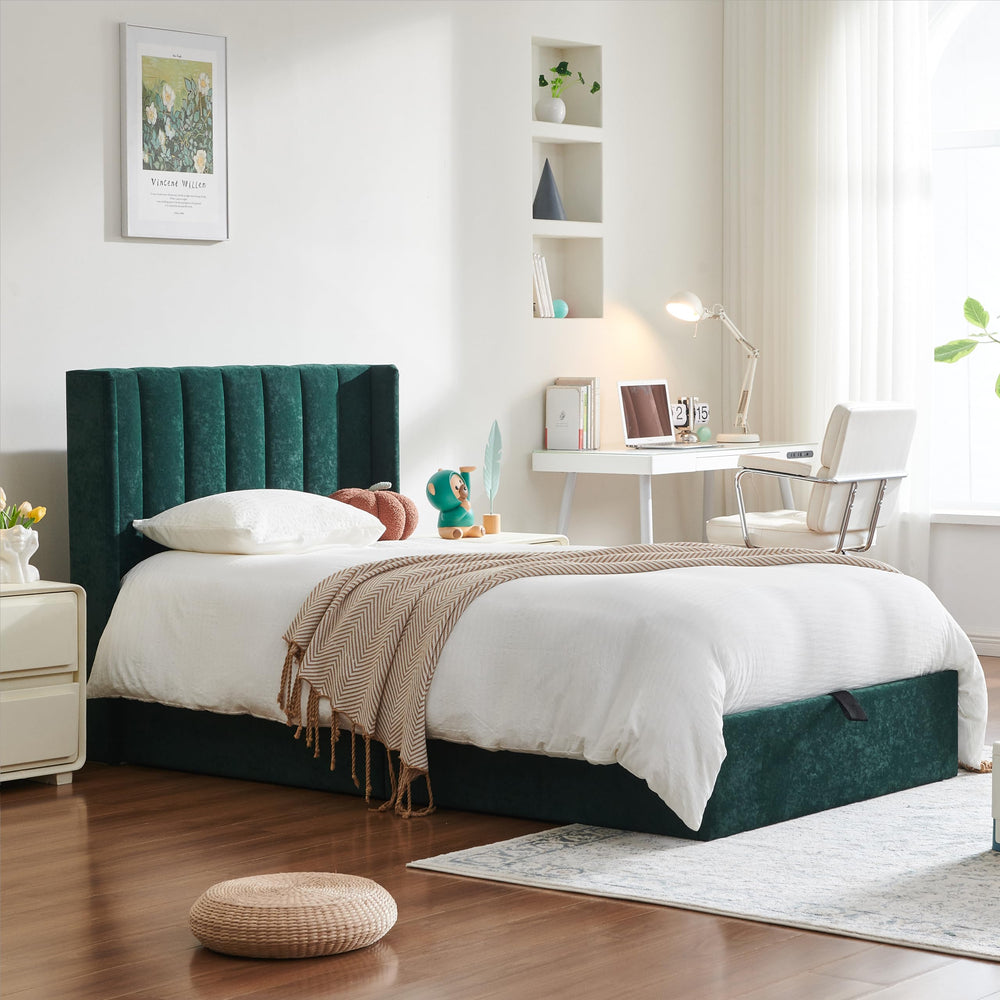 Velvet Wingback Storage Bed - From Where Finds - 