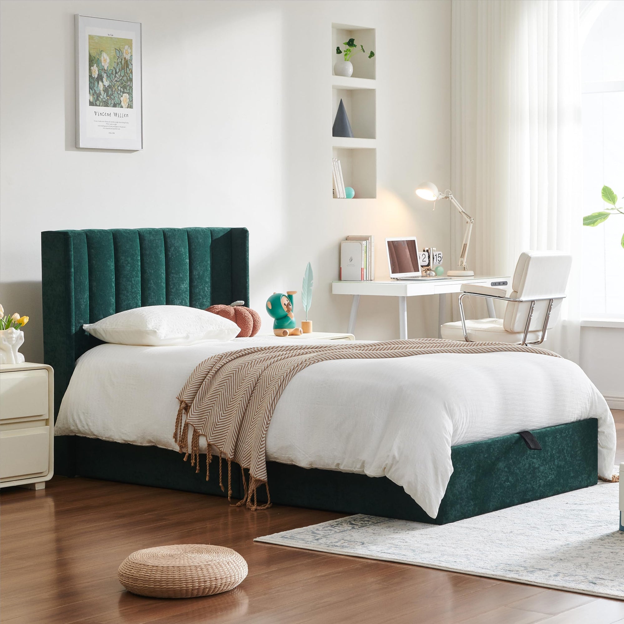 Velvet Wingback Storage Bed - From Where Finds - 