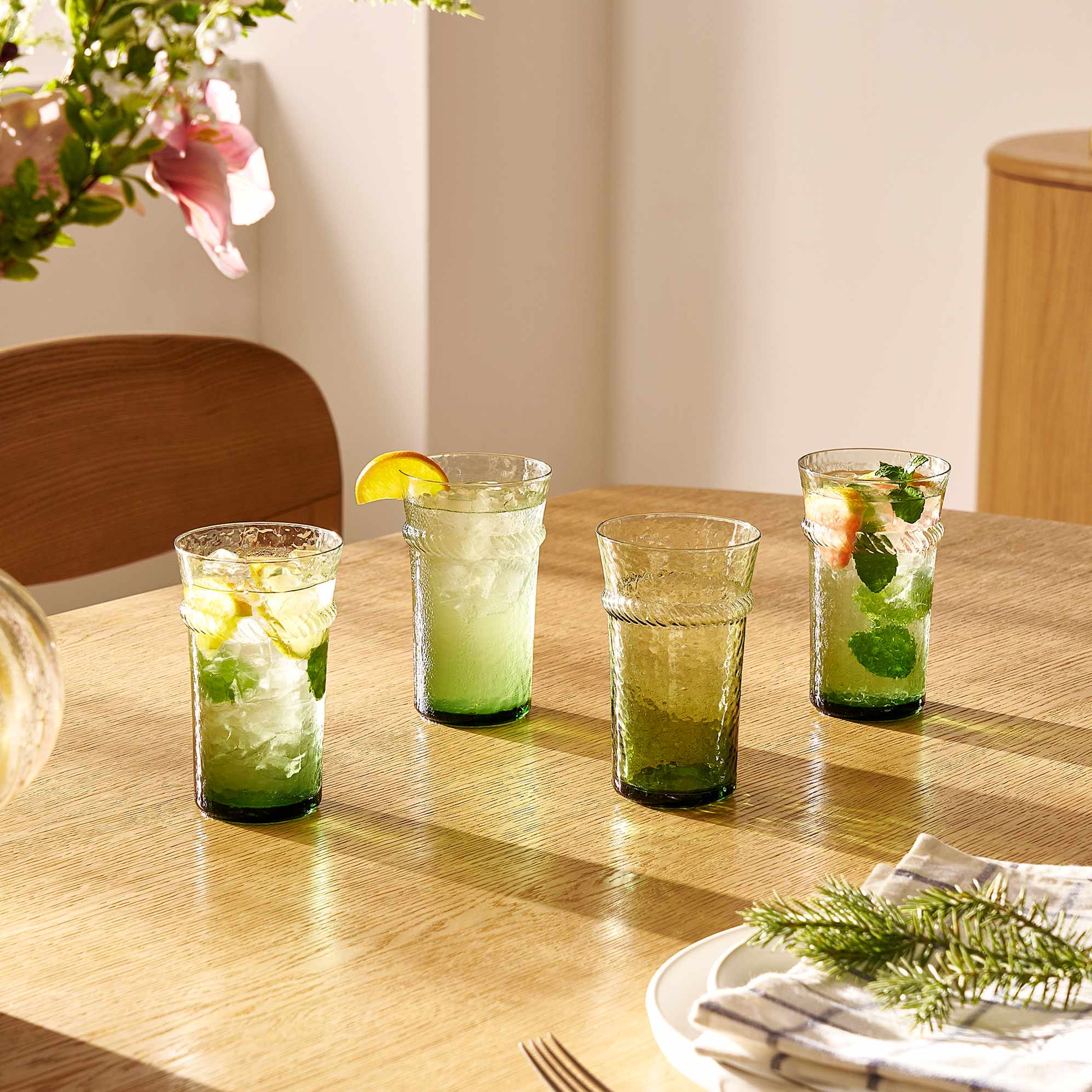 Verdant Tall Drinking Glasses (Set of 4) - From Where Finds -
