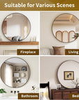 VETROVUE Black Round Mirror, 30 Inch Bathroom Mirror with Metal Frame, Wall Wall - Mounted for Entryway, Bathroom, Vanity, Living Room - From Where - 