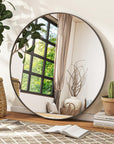 VETROVUE Black Round Mirror, 30 Inch Bathroom Mirror with Metal Frame, Wall Wall - Mounted for Entryway, Bathroom, Vanity, Living Room - From Where - 