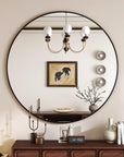 VETROVUE Black Round Mirror, 30 Inch Bathroom Mirror with Metal Frame, Wall Wall - Mounted for Entryway, Bathroom, Vanity, Living Room - From Where - 