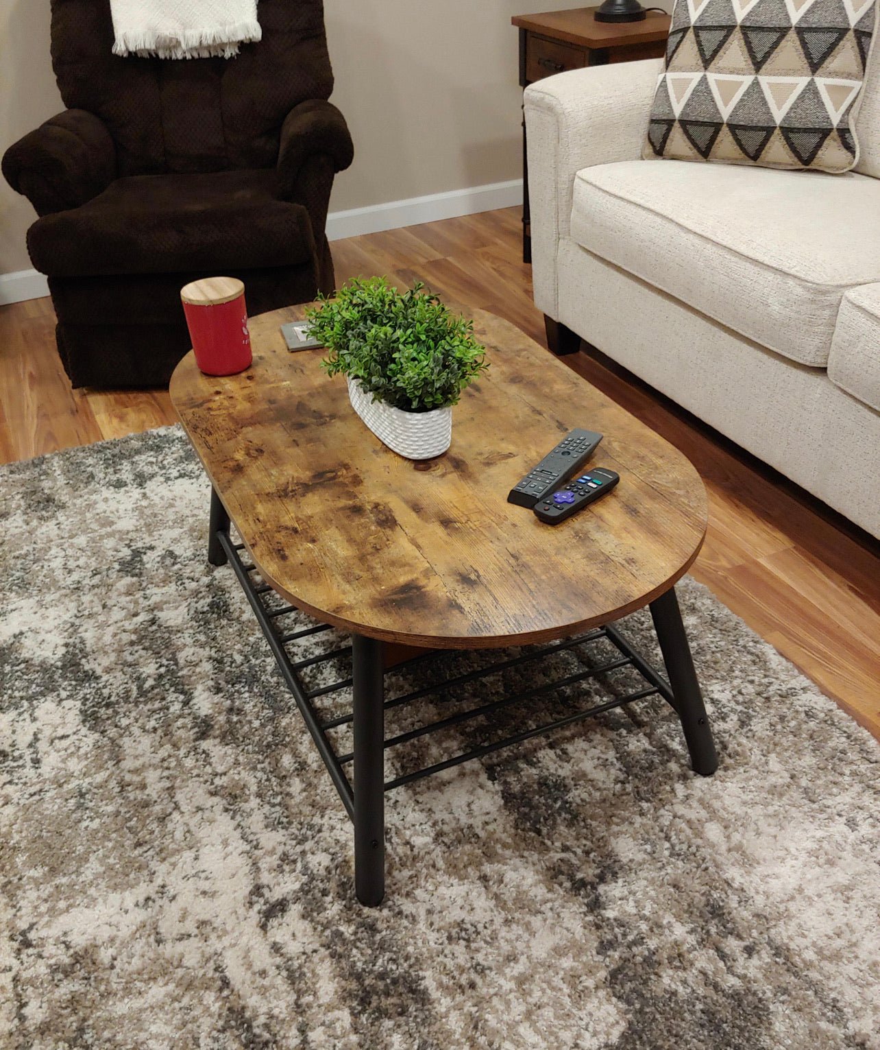 Vintage Brown Oval Coffee Table - From Where - 