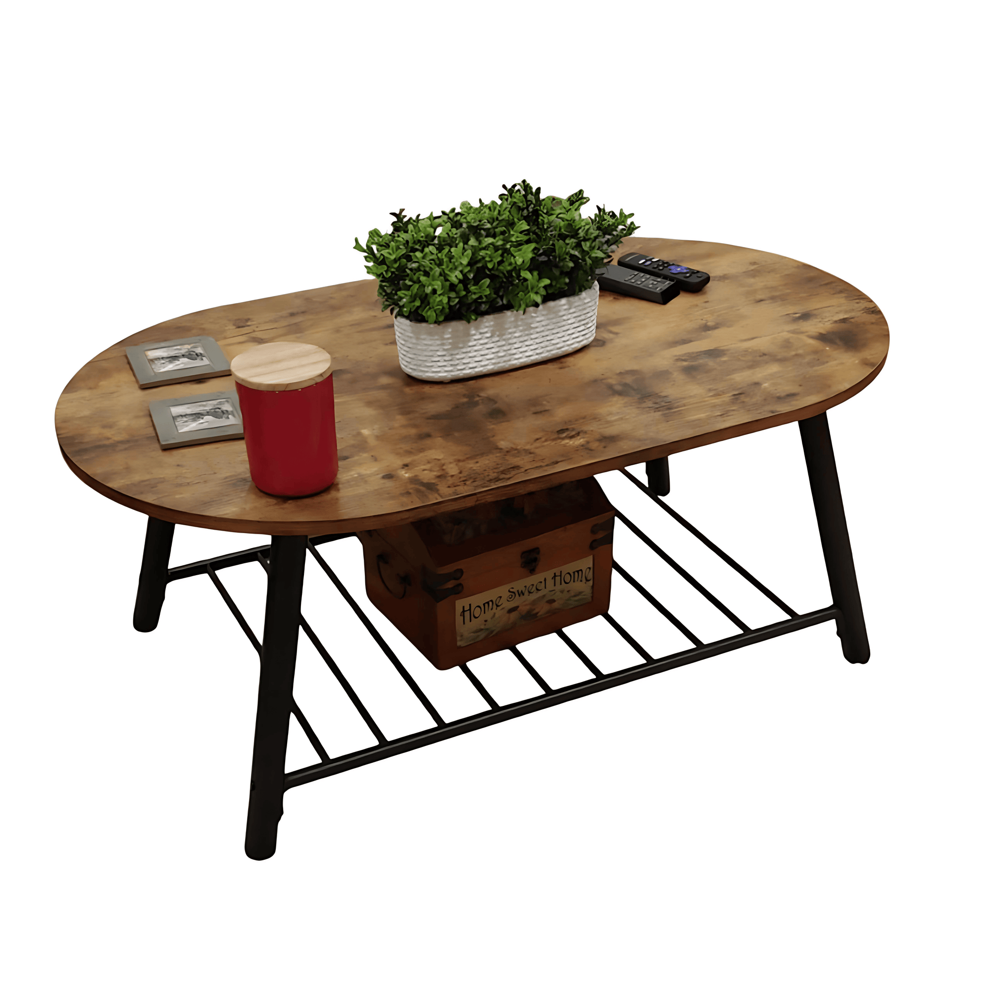 Vintage Brown Oval Coffee Table - From Where - 