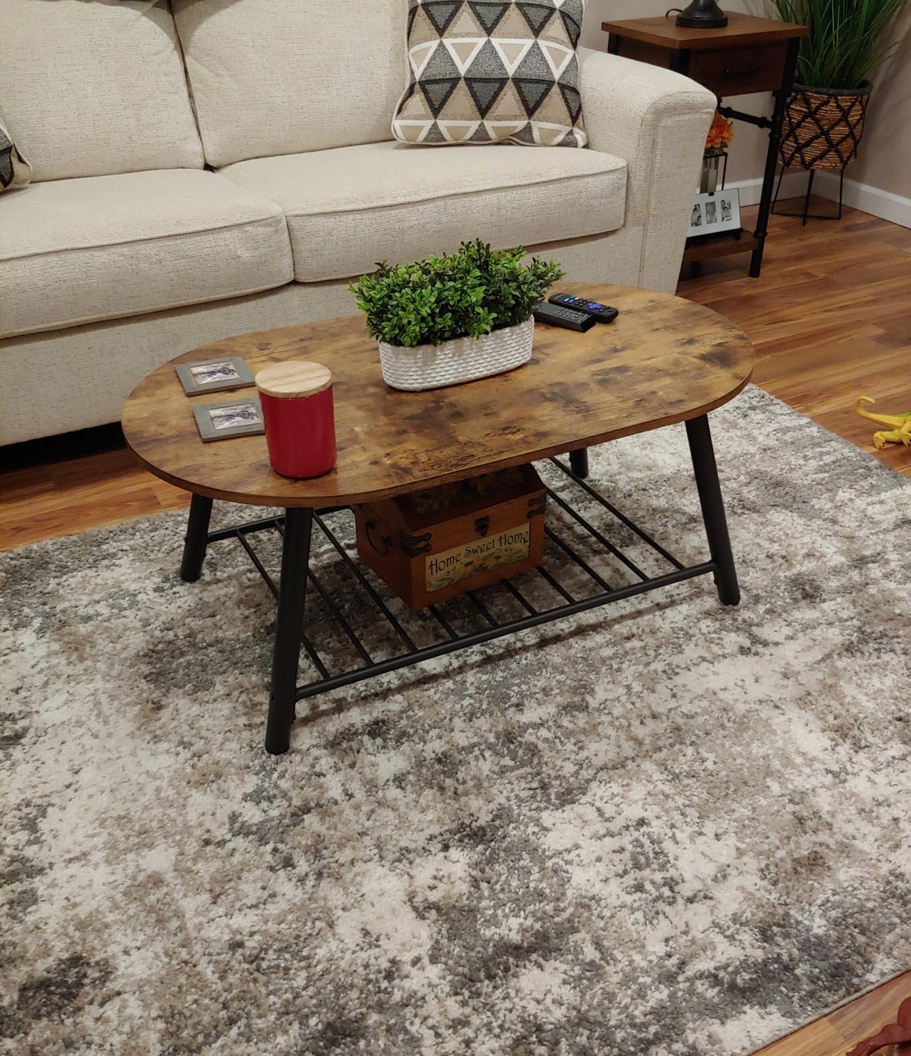 Vintage Brown Oval Coffee Table - From Where - 